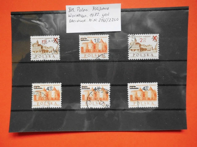 BM. Briefmarken Polen 1972 Warschau mit Aufdruck Mi. Nr. 2195 - 2200 gestempelt.