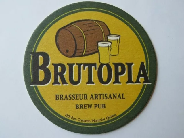 Beer Bar Coaster: BRUTOPIA Brasseur Artisanal Brew Pub, Montreal, QUEBEC, CANADA