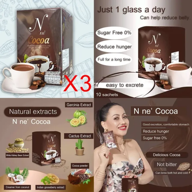 3X N Ne Cocoa  Instant Mix Drink Slimming Sugar-Free Weight Control Hunger
