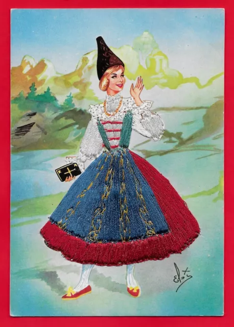 Venezia Tridentina  - Costume Regionale - Cartolina Ricamata