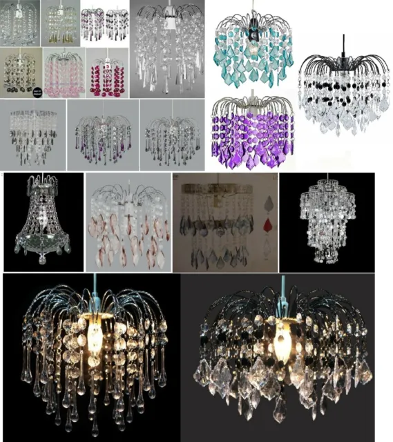 Modern Acrylic Hanging Crystal Droplet Chandelier Ceiling Light Shade Pendant