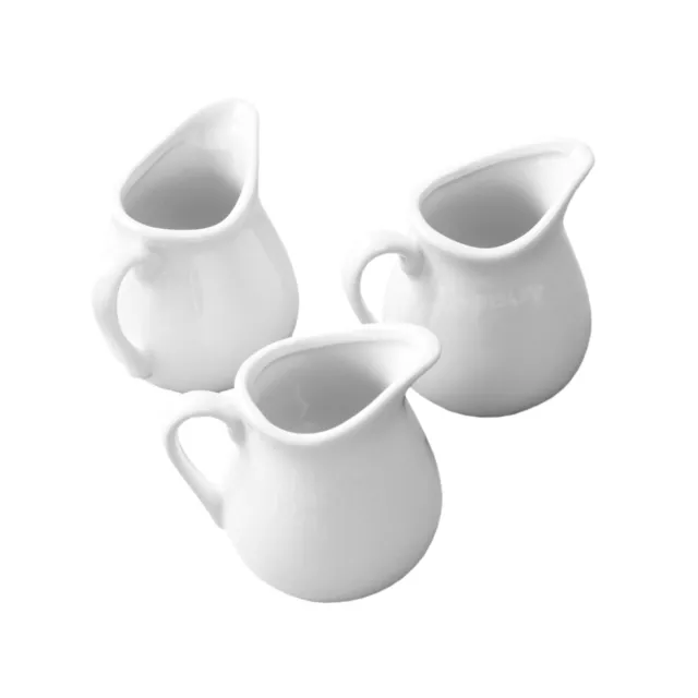 Set of 3 Small White Milk Jugs 90ml Ceramic Serving Sauce Creamer Gravy Pots 3
