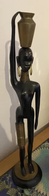 Bronze Figur Afrikanerin Wasserträgerin Akt 50er 60er Jahre Skulptur ca 46 cm