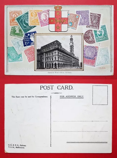 Briefmarken Prägedruck AK SYDNEY um 1905 General Post Office  ( 23498
