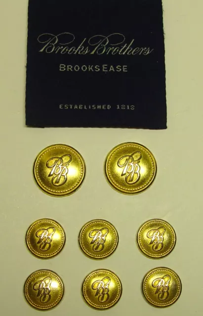 BROOKS BROTHERS BROOKSEASE replacement buttons 8 gold tone metal logo ...