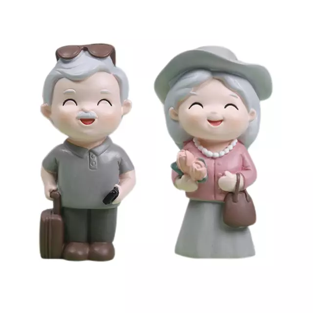 Décoration de gâteau de figurine de couple de personnes âgées aimantes pour