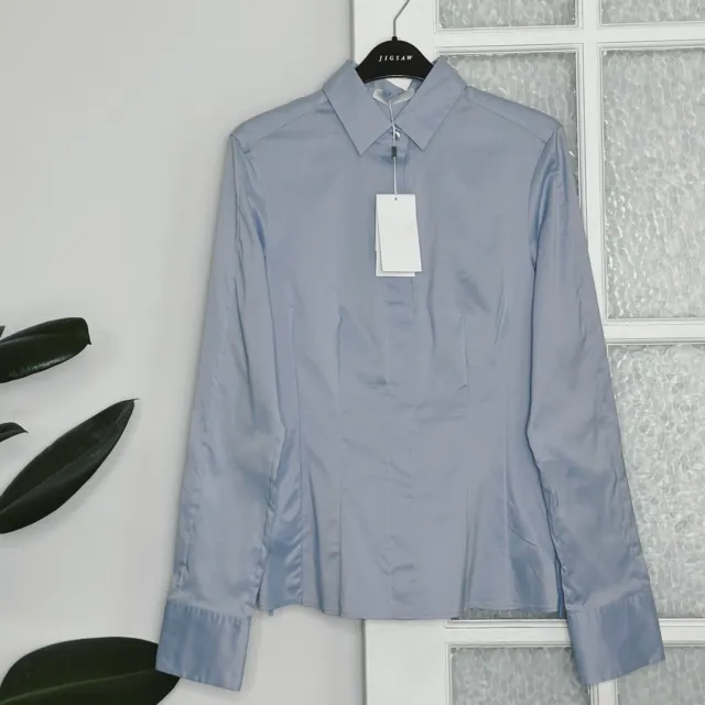 Camicia camicetta da donna slim fit con cerniera laterale Hugo Boss, blu taglia UK 8 PEZZI £159 (lotto 2)