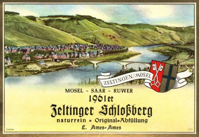 1961er Zeltingen Zeltinger River Bridge  Mosel Saar Ruwer German Wine Label