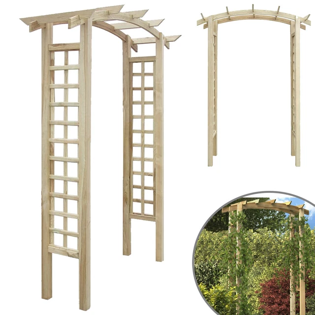 COSTWAY Rosenbogen 2in1 - Gartenbogen Mit Blumenkasten 185x201cm Tannenholz