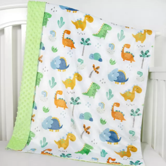 Baby Blanket Soft Minky with Double Layer Dotted Backing Cute Dinosaur 30X40Inch