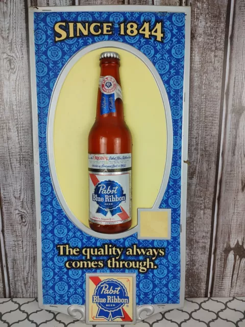 Vtg. Pabst Blue Ribbon Plastic Beer Bottle Sign 3D 1/2 Bottle PBR 17.5" X 8.5"