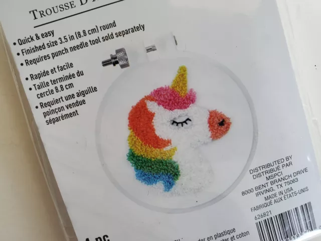 Loops & Threads Unicorn Punch Needle Kit 3.5" Round NIP