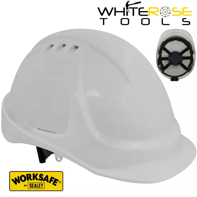 Worksafe Safety Helmet Vented White Hard Hat Builders Construction Work Site