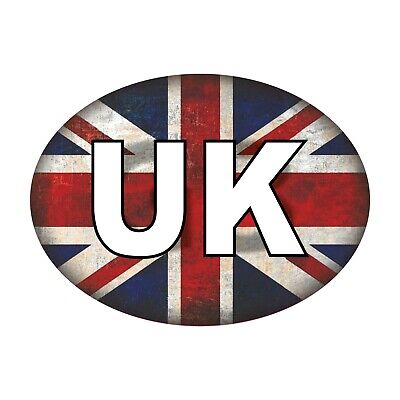 UK Car Stickers - Union Jack Grunge Oval Self-Adhesive Vinyl Car, Van, Lorry