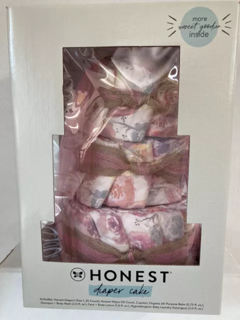 Honest Co. , Diaper Cake, Center Piece, Girls, Baby Nursery Shower Gift, Size 1