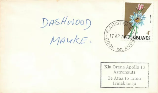 Rare To Julian Dashwood Mauke Cook Islands 17th April 1970 Apollo 13 NR4 Case