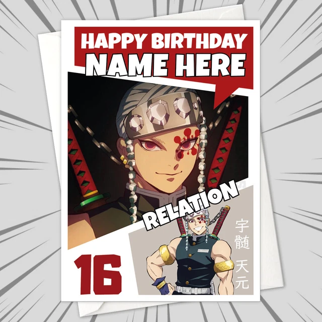 TENGEN UZUI PERSONALISED DEMON SLAYER Birthday Card • personalized