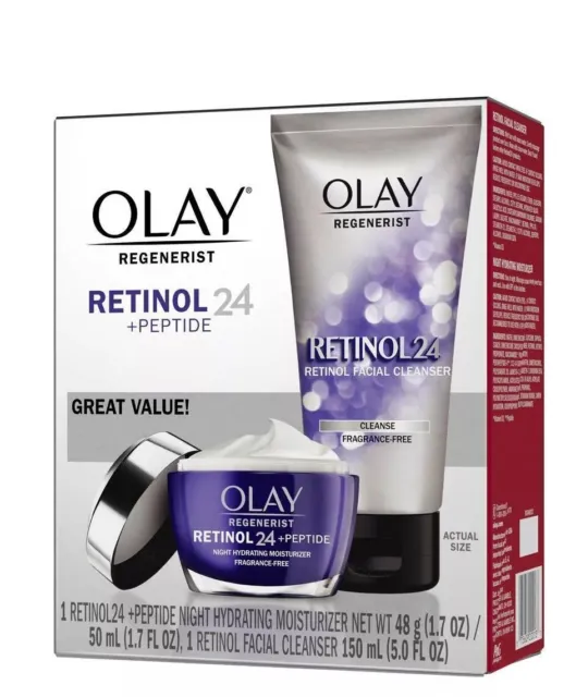 Olay Regenerist Retinol 24 + péptido lavado facial e hidratante - 5 fl oz/1,7 oz nuevo