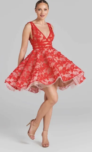 NADINE MERABI LOLA Red dress s/M Size 10 RRP £395 BNWT £140.00