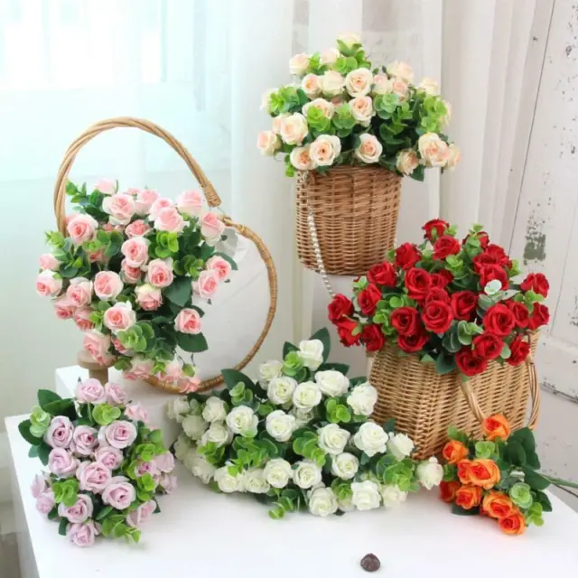 Beautiful Rose Artificial Silk Flowers High Quality Small White Fake FlowLN