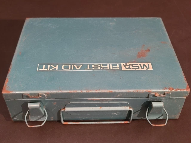 EMPTY Vintage MSA 16 Unit First Aid Kit Metal Box Mine Safety Appliances Co. USA