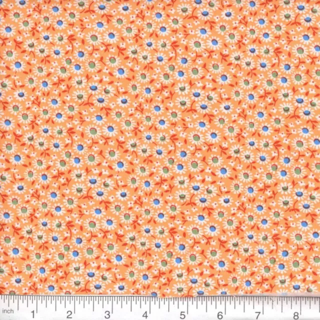 Country Calico ORANGE Floral Foliage Leaves Fabric Quilting 1/2 yard