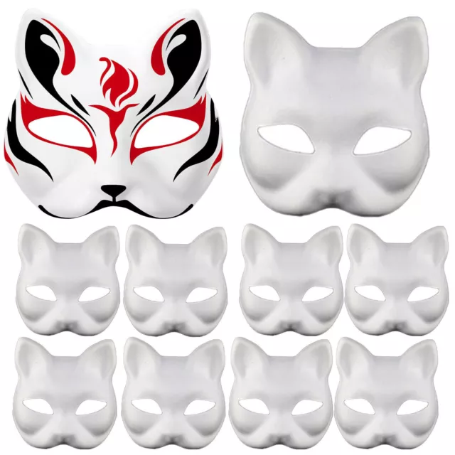 20 PCS DIY Blank Masks Cat To Paint Therian Halloween Animal