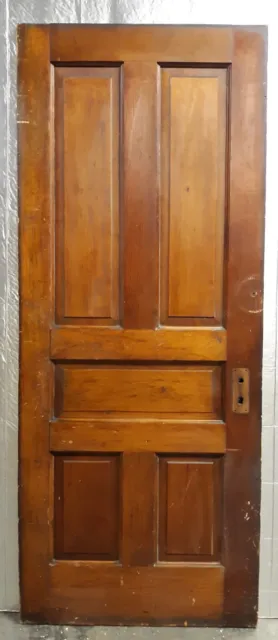 29.5x78" Antique Vintage Old Victorian Interior SOLID Wood Wooden Door 5 Panels