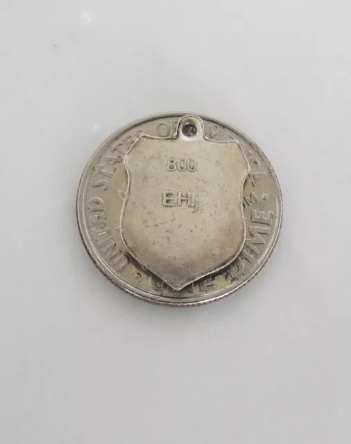 WITCH of BROCKEN ~ TORFHAUS ~  Germany Vintage Silver Enamel Travel Shield Charm 2