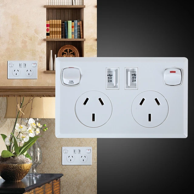 Doppelte USB-australische AU Stecker Wand Steckdose zuhause Power Point Eingangs