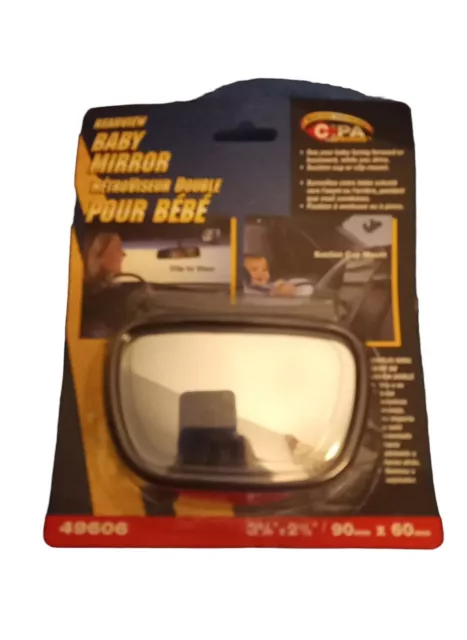 CiPA 20/20 Rearview Baby Mirror Clip to Visor Suction Cup Mount 3 5/8"x2 3/8"