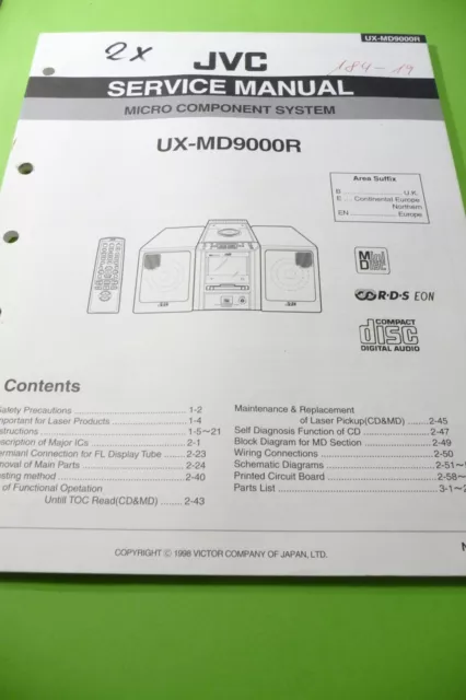 Service Manual-Anleitung für JVC UX-MD9000 R  ,ORIGINAL!!!