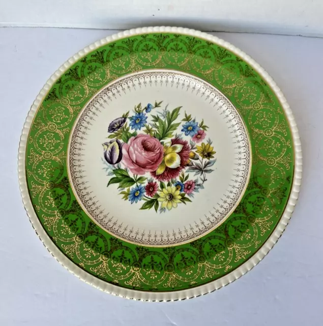 Antique Simpsons Potters Limited Ambassador Ware England Floral Plate 1946, Aug