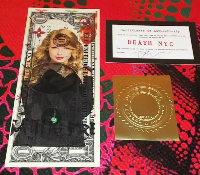 Death NYC Ltd ed swifty US DOLLAR $1 Signed Art Bank Note money taylor swift COA