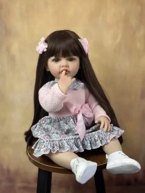 Full Soft Silicone Body Reborn Baby Girl Doll 55Cm 22 Inch Realistic Princess To