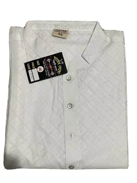 Collare a punta punjabi bianco da uomo cotone morbido Kurta punjabi taglia 46 extra large