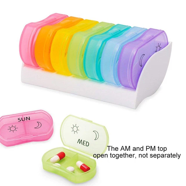 Organizer Twice A Day 7 Day Holder Storage Colorful Weekly Planner Medicine