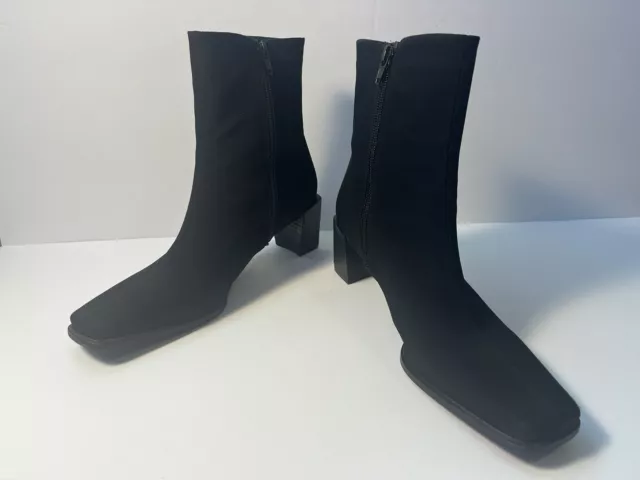 Stuart Weitzman Vintage Black Gore-Tex Ankle Boots Square Toe Size 8