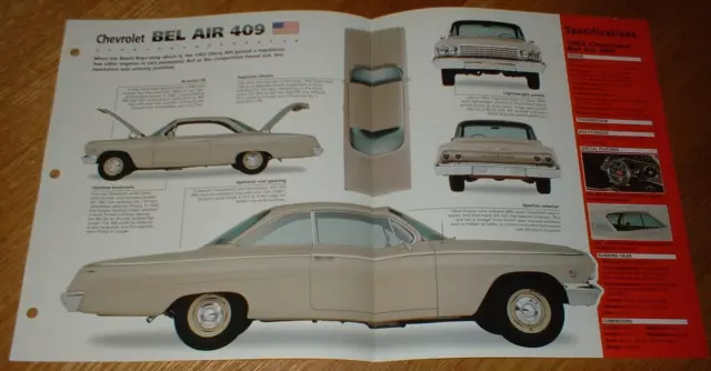 ★★1962 Chevy Bel Air 409 Original Imp Brochure Specs Info 62 Belair Impala★★