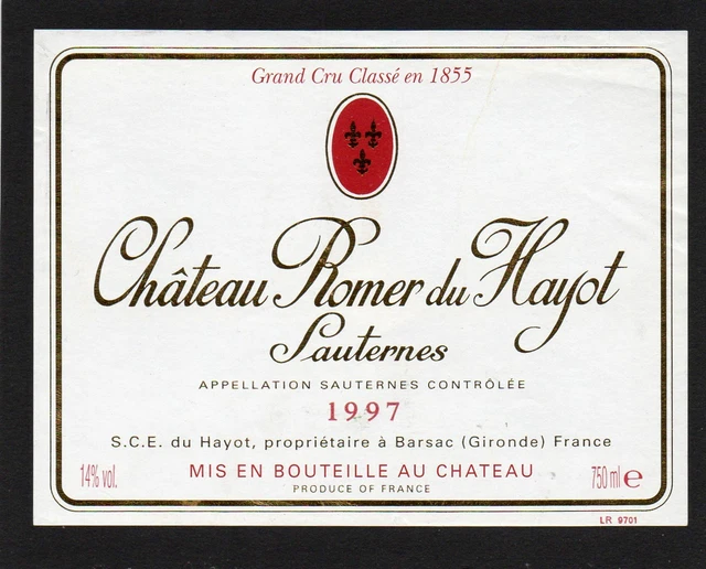 Sauternes Gcc Vieille Etiquette Chateau Romer Du Hayot 1997 75 Cl    §11/10/20§