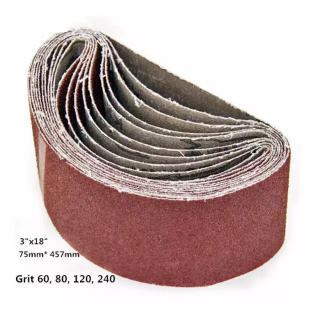 5pcs 75x457mm Sanding Belts 3" x 18"  Grit 60 80 120 240 Aluminium Oxide