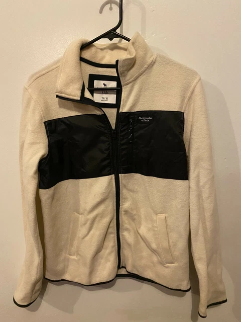 Kids White & Black Abercrombie and Fitch Full Zip Jacket Size 15/16 (19.5x21)