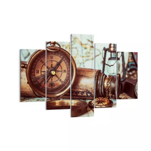 Impression sur Toile 150x100cm Tableaux Compas T�lescope Aventure Antiquit�s