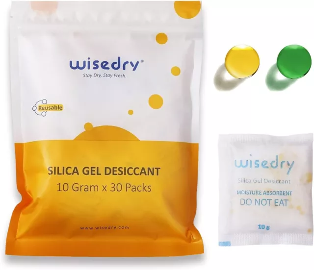 wisedry 10 Gram [30 Packs] Silica Gel Packets