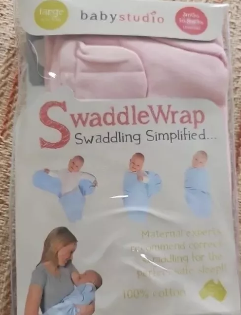 Baby Studio Infant Swaddle Wrap Pink Cotton 1.0 Tog Size 3-9m