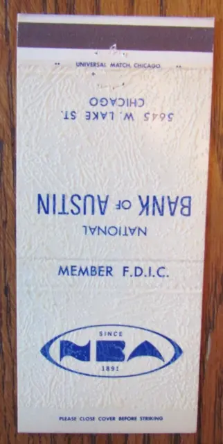 Filigree Matchbook Cover: National Bank Of Austin (Chicago, Illinois) -D10
