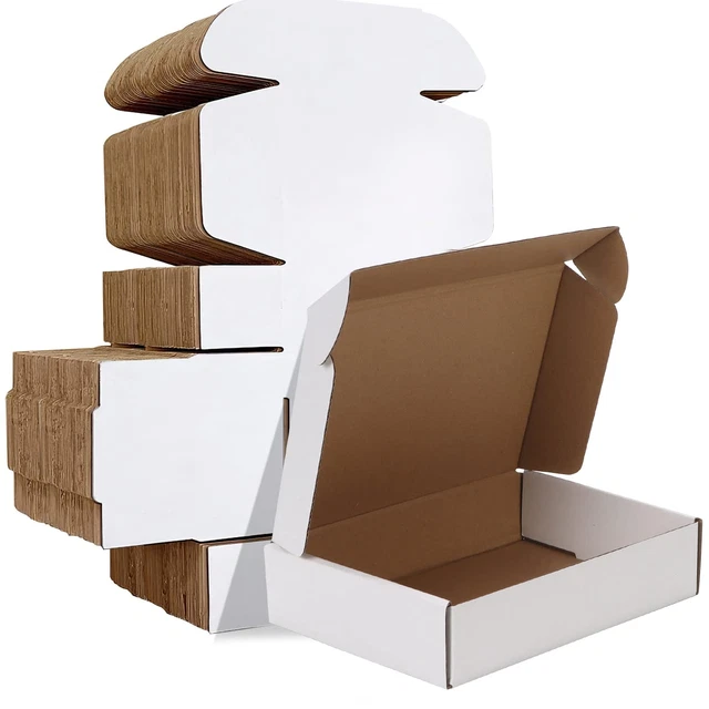 9x6x2 inches Shipping Boxes Set of 50, White Corrugated Cardboard Box Literaturn