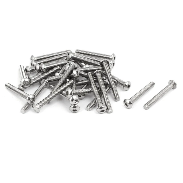 M5x40mm 304 Stainless Steel Button Head Hex Socket Cap Screws Bolts 35pcs
