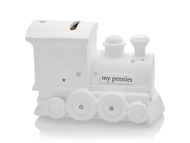 Bambino Kids White Resin Train Money Box