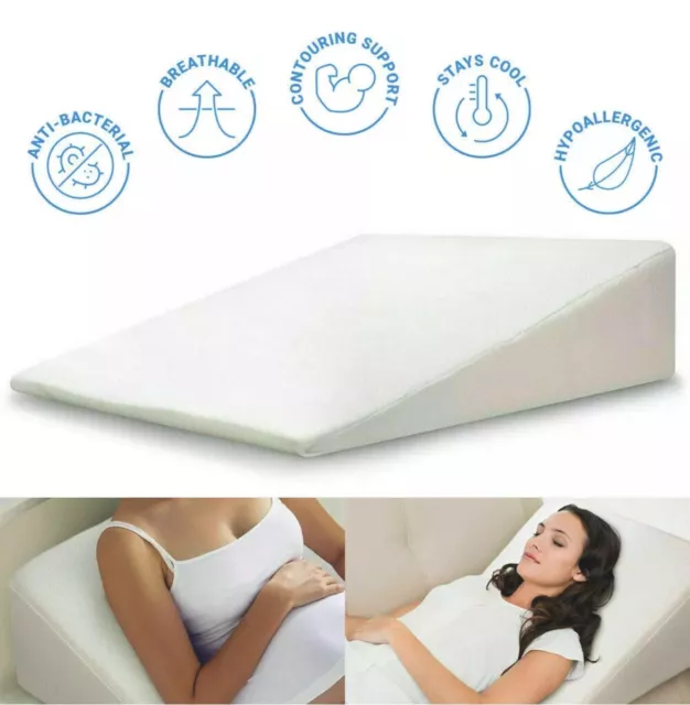 Orthologics large bed wedge raised pillow hot sale acid reflux gerd memory foam back ol9